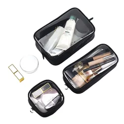 Portable Toiletry Bag Transparent Cosmetic Bag INS Style Waterproof Travel Black Clear Cosmetic Brush Storage Case Organizer