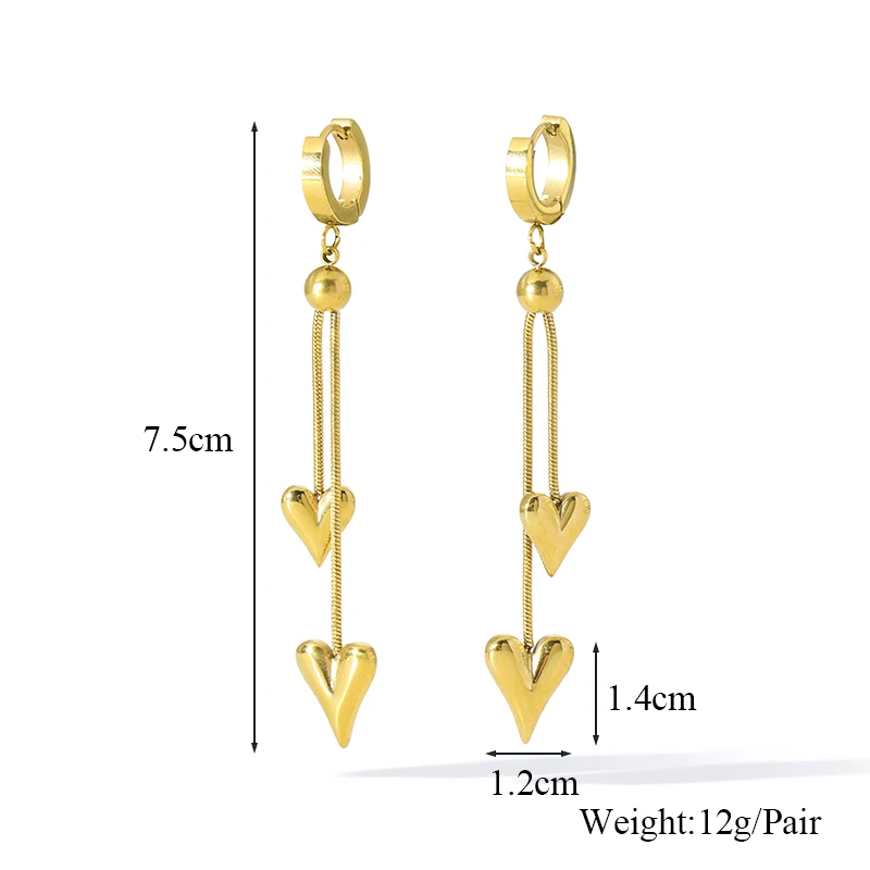 EILIECK 316L Edelstahl Goldfarben Herz-Liebesanhänger Halskette Ohrringe Set für Damen Trendiger Wasserdichter Schmuck Damengeschenk – Detail 7