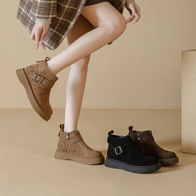 

Women's Boots 2026 Autumn/Winter New Collection with Velvet Fashion Boken Shoes Casual Versatile Short Boots