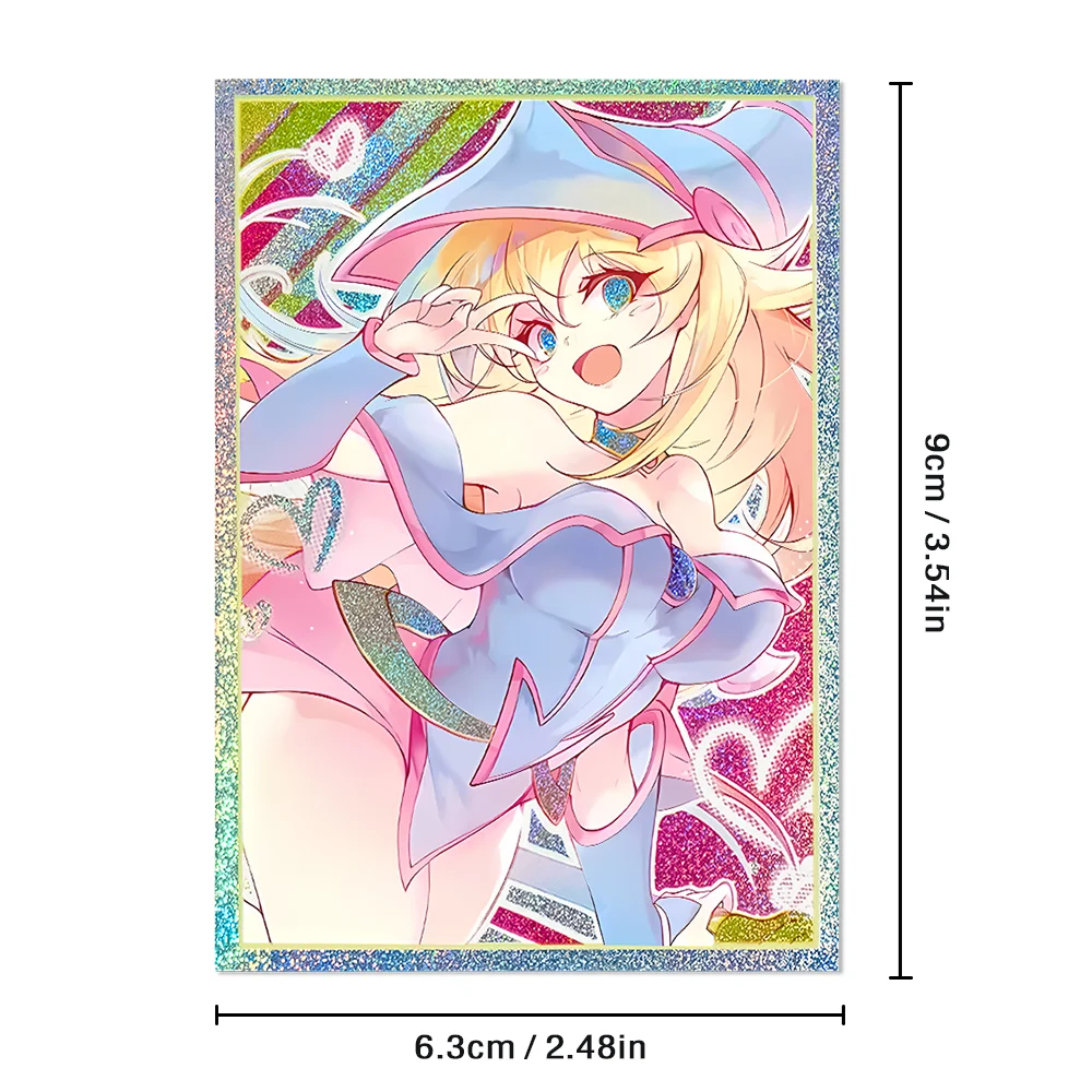 63 x 90 mm, 50 Stück, holografische Sammelkartenhüllen in japanischer Größe, Cartoon-Kartenhüllen, Kartenschutz für YGO-Spielkarten – Detail 1