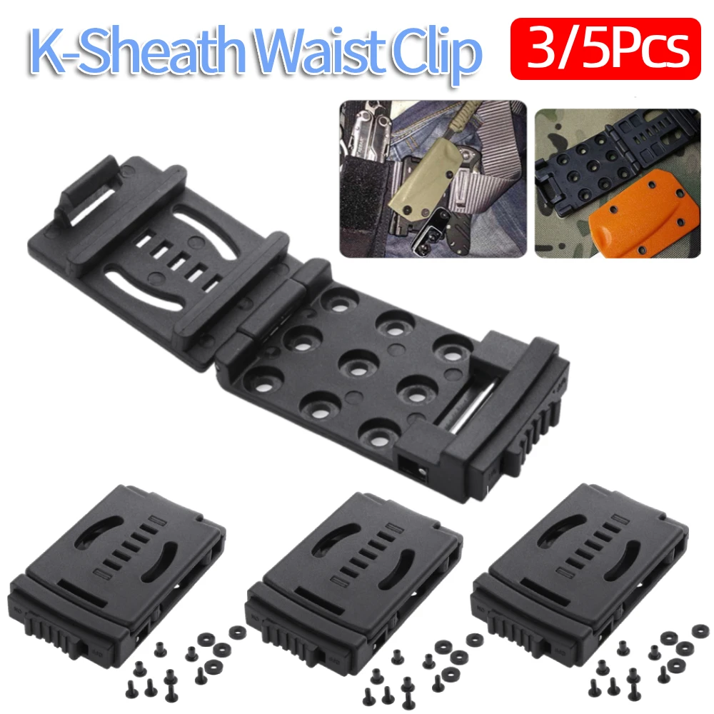 3/5 pezzi multifunzionale K guaina clip cintura fodero kit fodero trasporto clip attaccare coltello torcia fibbia in metallo per la caccia