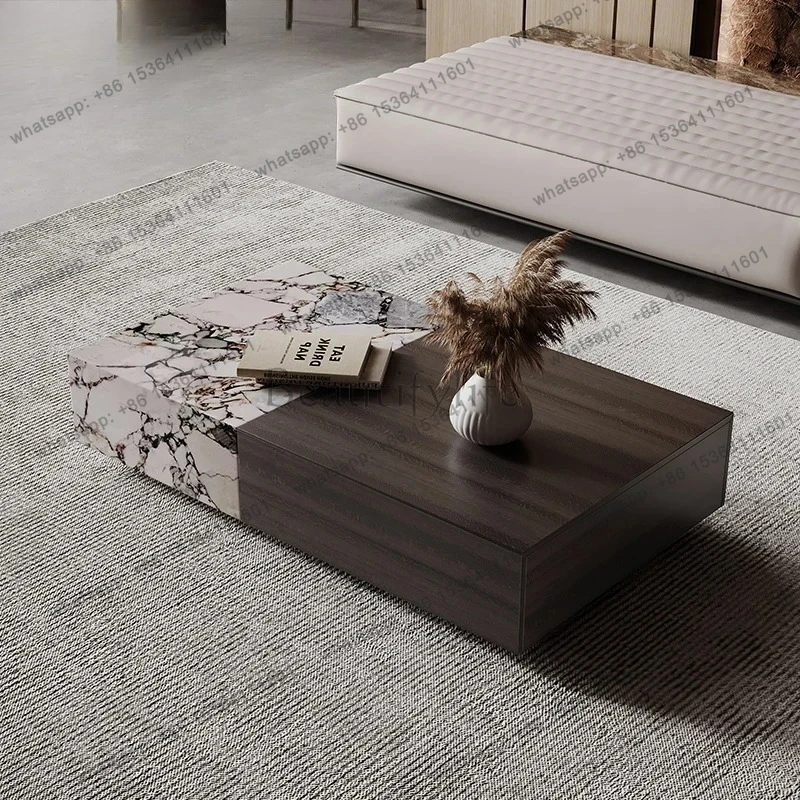 high-end marble walnut coffee table living room high-end Nordic expression modern home coffee table