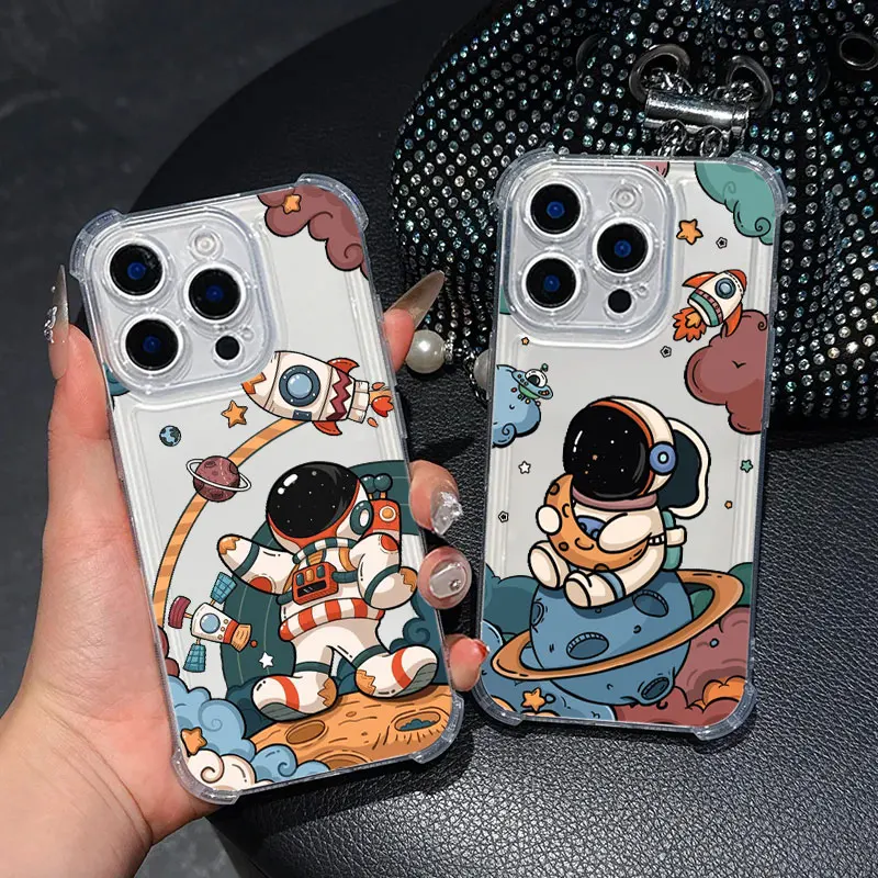

Retro Astronaut Galaxy Rocket Phone Case For Samsung Galaxy A57 A56 A36 A37 A55 A54 A52 A35 A34 A17 A16 A15 A07 A06 Clear Cover
