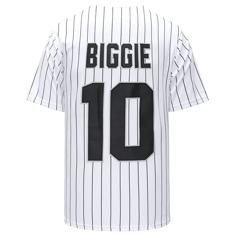 فيلم # 10 Bad Boy BIGGIE البيسبول جيرسي 90s ملابس للنساء والرجال موضة الهيب هوب ملابس الحفلات قميص موضوع الطرف