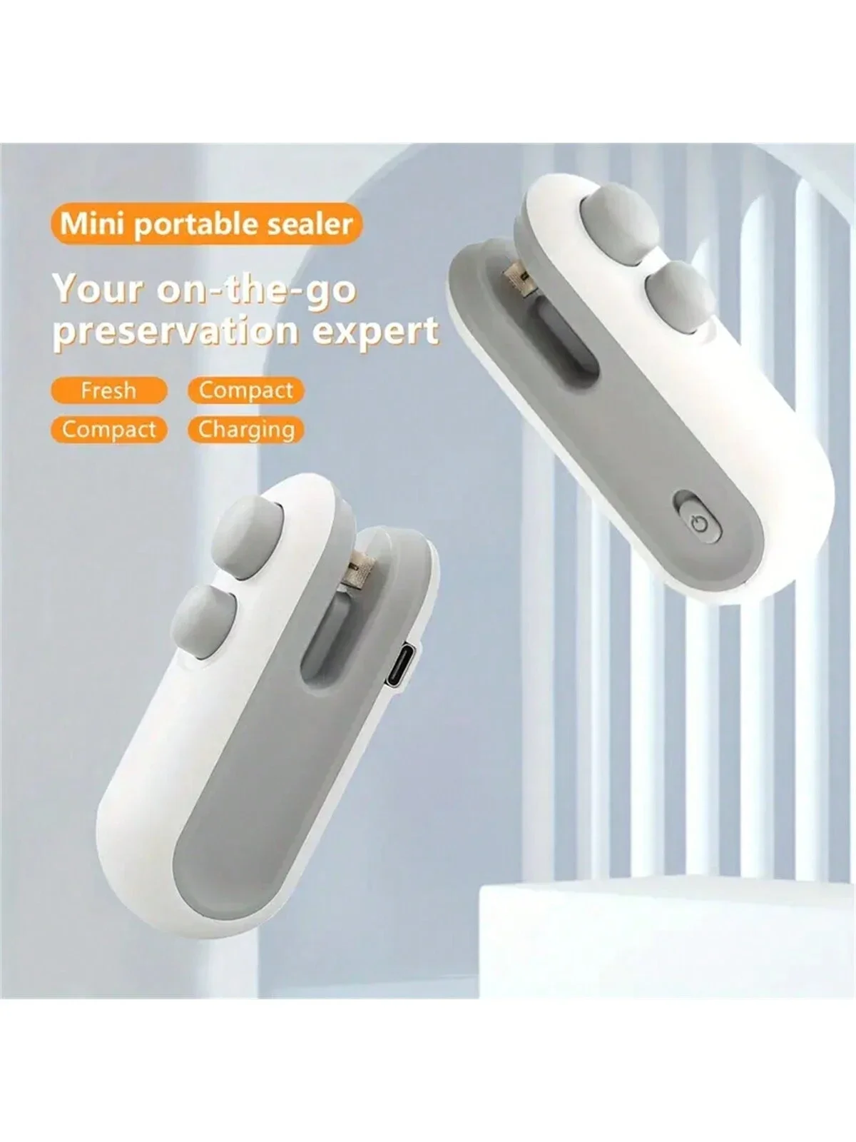 미니 스낵백 실러, 칩용 커터가 있는 충전식 2 In 1 백 히트 실러, 비닐 봉투 재실러는 음식을 신선하게 유지하고 작은 Se