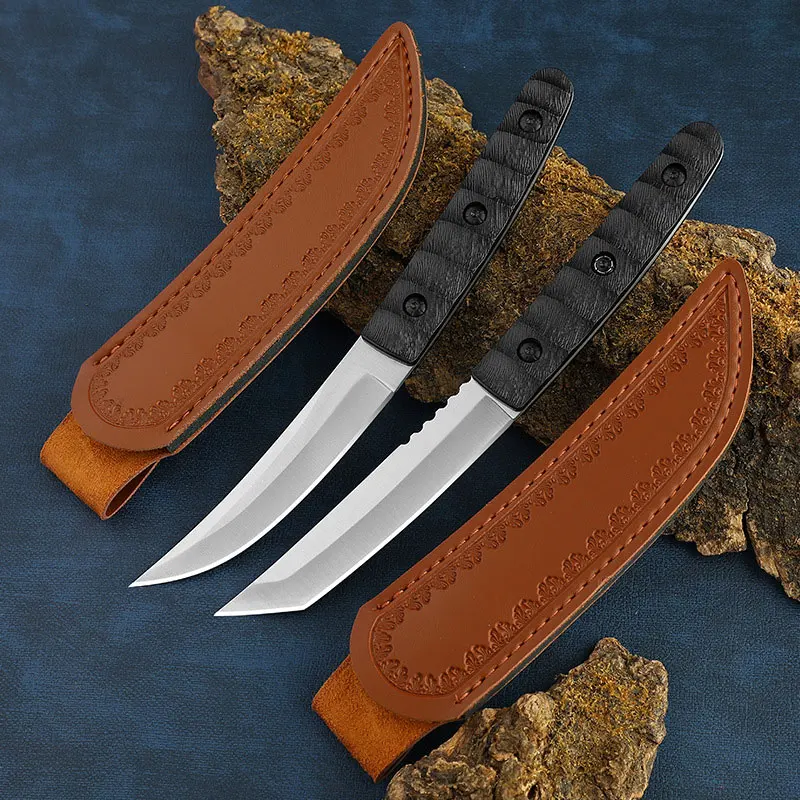 Straight Knife Outdoor Knife Wilderness Survival Knife Defensive Knife Mini Knife Meat Eater Knife Camping Portable Knife