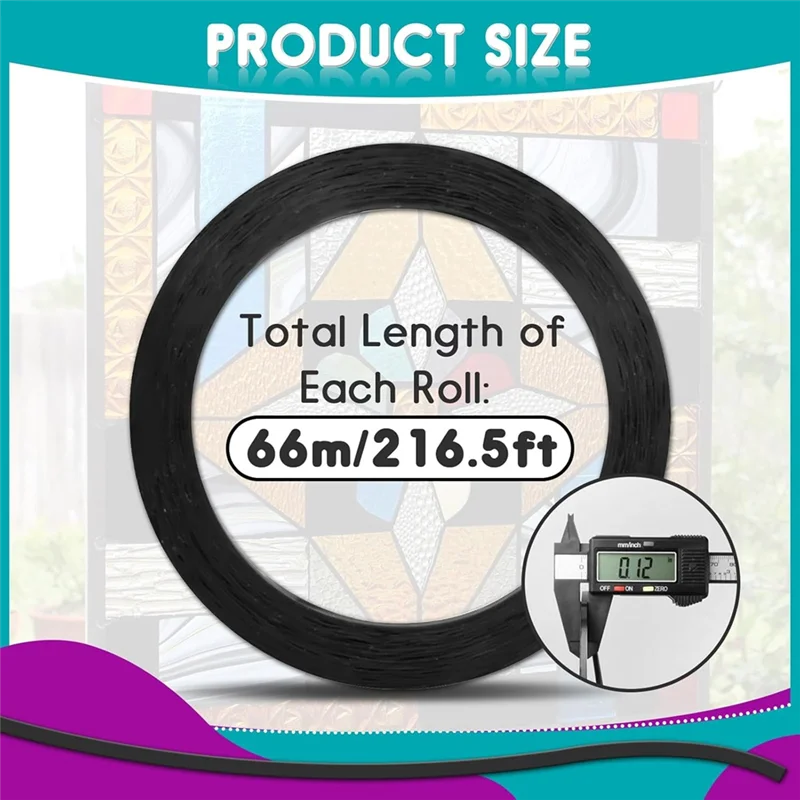 ELEG-For Glass Decal Leading Lines Roll-8 قطع 3 مم 216 قدم ملون لخطوط الرصاص الزجاجية لطلاء الزجاج - نافذة معرض السطح #6
