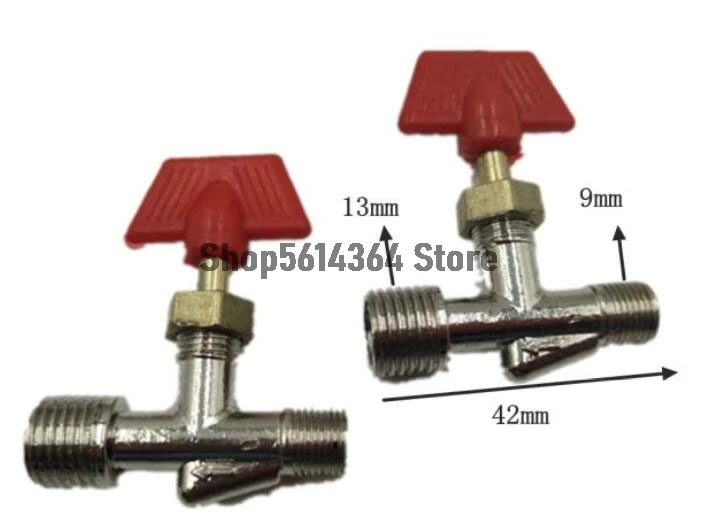 Logam 1/8PT 1/4PT Thread Pria Kompresor Udara Inline Manual Valve Red Perak Nada