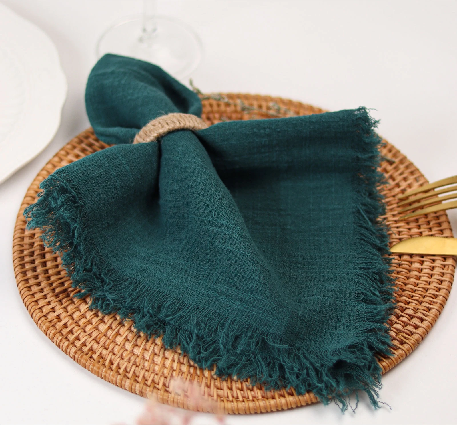 

Handmade cotton napkin furry tassel cotton napkin wedding party cloth napkin