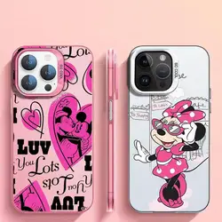 Disney Minnie Mouse Case For Apple iPhone 11 15 13 14 Pro Max 12 Silicone 14 Plus 11Pro Matte Lens Protect Plating Phone Cover