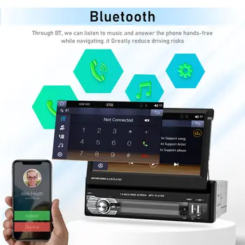 Podofo 1din MP5 CarPlay přehrávač bezdrátový Android auto autorádio FM RDS stereo 7palcový výsuvný dotykový displej multimediální přehrávač 10 nejlepší prodej univerzální obrazovka pro Android - №8