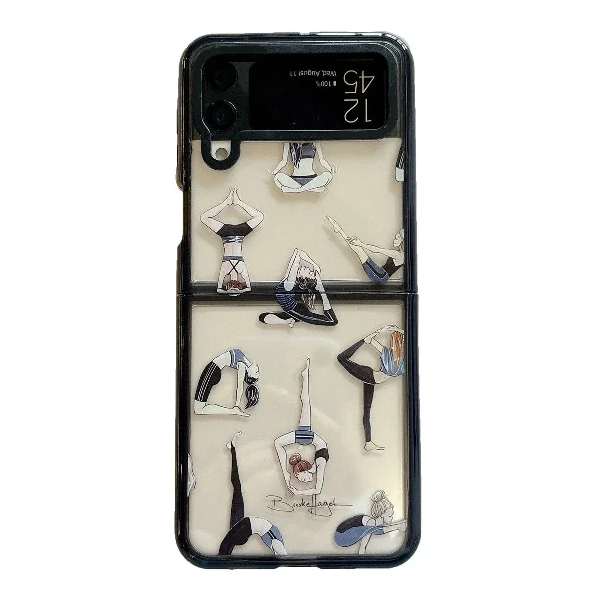 

Black Border Acrylic Yoga Phone Case for Samsung Galaxy Z Flip 5 4 3 Back Cover for ZFlip3 ZFlip4 ZFlip5 Hard Case Shell
