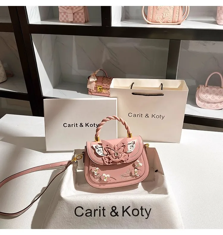 

High Quality Fashion Butterfly Women Handbag Luxury Embroidery Textured Leather Shoulder Messenger Bag Lady Purse Casual Bag