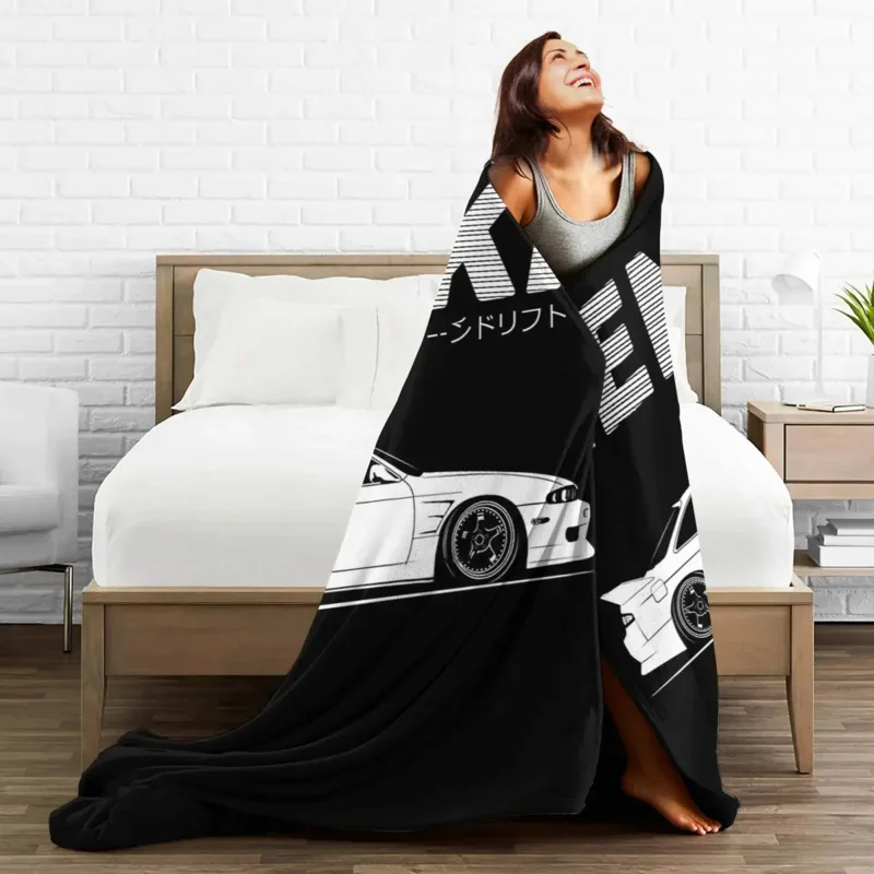 Nissan Silvia S14 Zenki Blanket Soft Warm Flannel Throw Blanket Cover for Bed Livingroom Picnic Travel Home Sofa