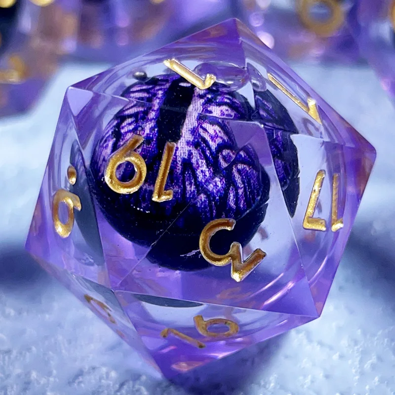7 SZTUK kości DND D20 z płynnym rdzeniem do COC Dungeon i Dragon Pathfinder RPG Gry fabularne Zabawki imprezowe Akcesoria