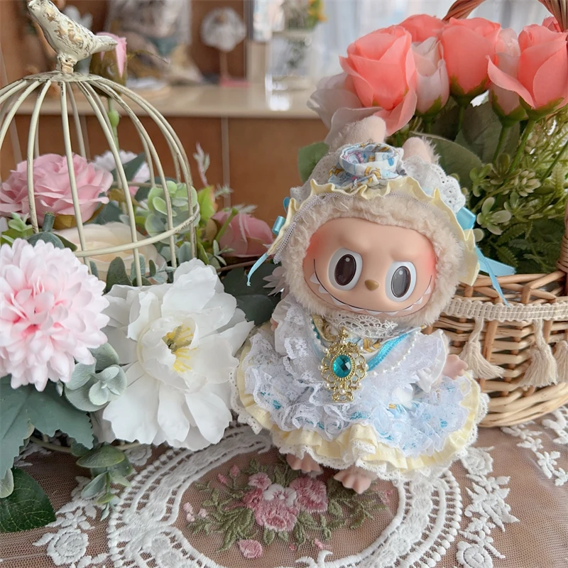 

LABUBU clothes baby clothes 17 cm heart-wrenching macaron sitting in party Headdress + skirt suit（2 points）