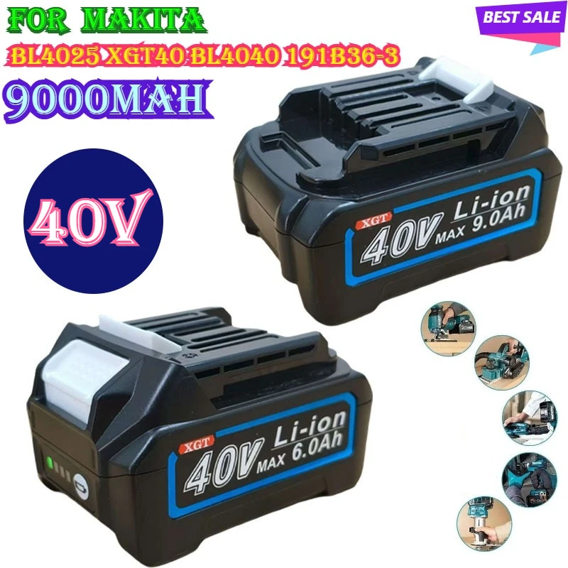 

40V Max 9Ah 9000mAh Replacement Lithium Battery for Makita BL4025 XGT40 BL4040 191B36-3 Rechargeable Batteries Li-ion Power Tool
