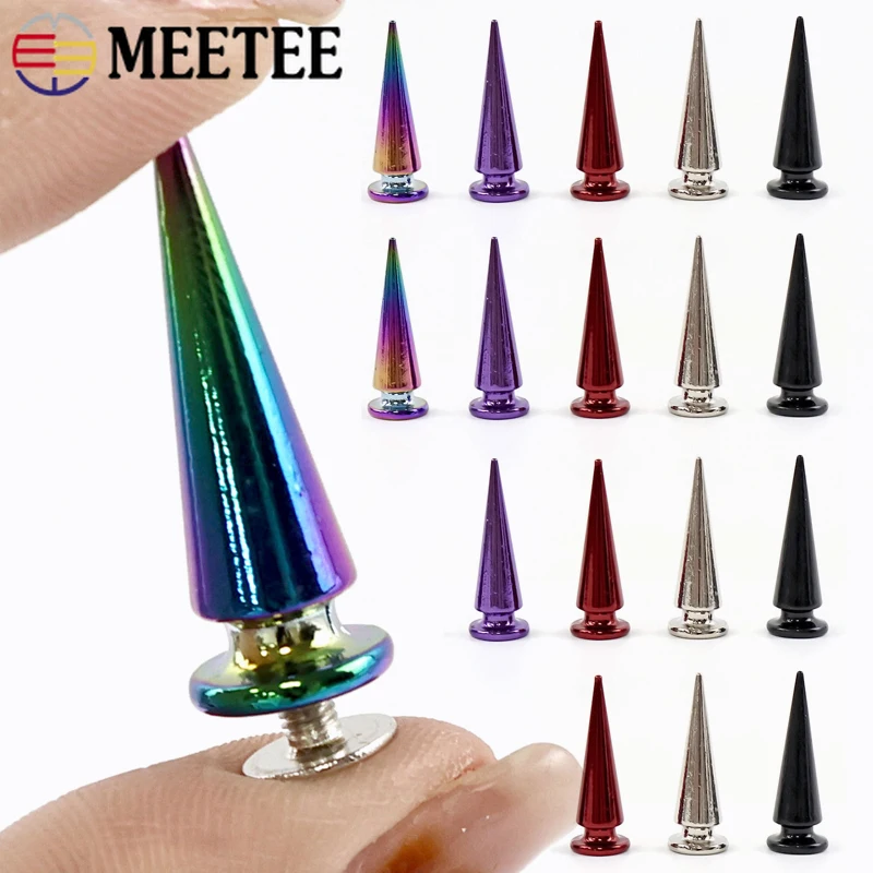 

10P Metal Cone Studs Rivets Punk Decoration Nail Clasp Backpack Clothes Screwback Bullet Spike Leather Shoes Purse Screw Buttons