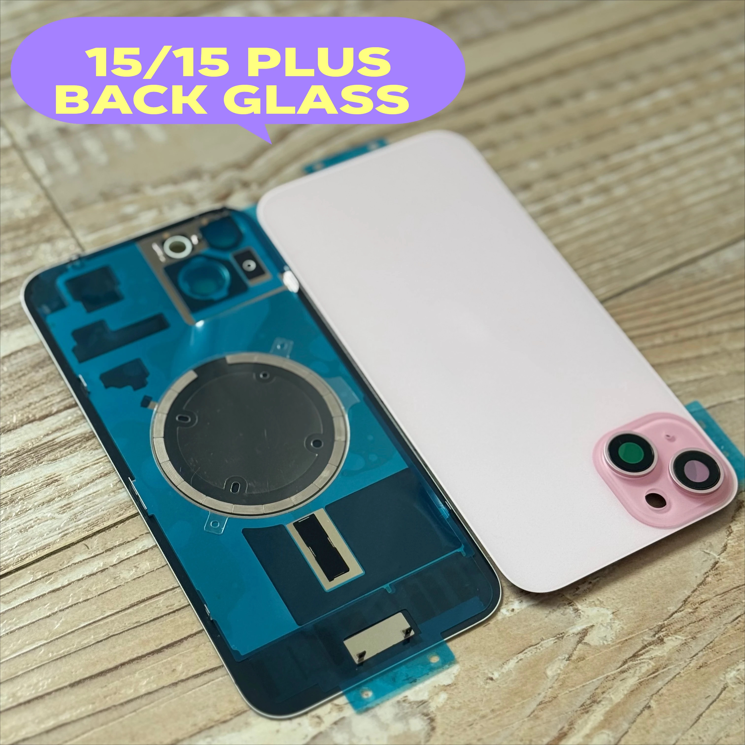 1PCS Back Door Glass Cover Replacement for phone 15/15 Plus Back Glass Replacement Part , Brackets