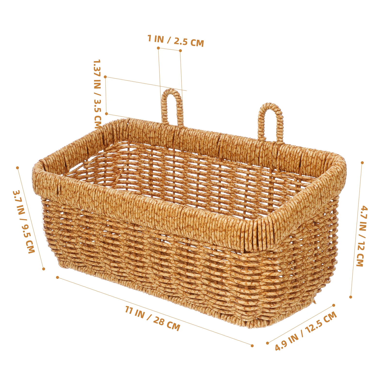 

Kitchen Storage Hanging Basket Wall Mount No Drill Large Size PP Iron Material Decorative Plant Produce Woven for Kitchen