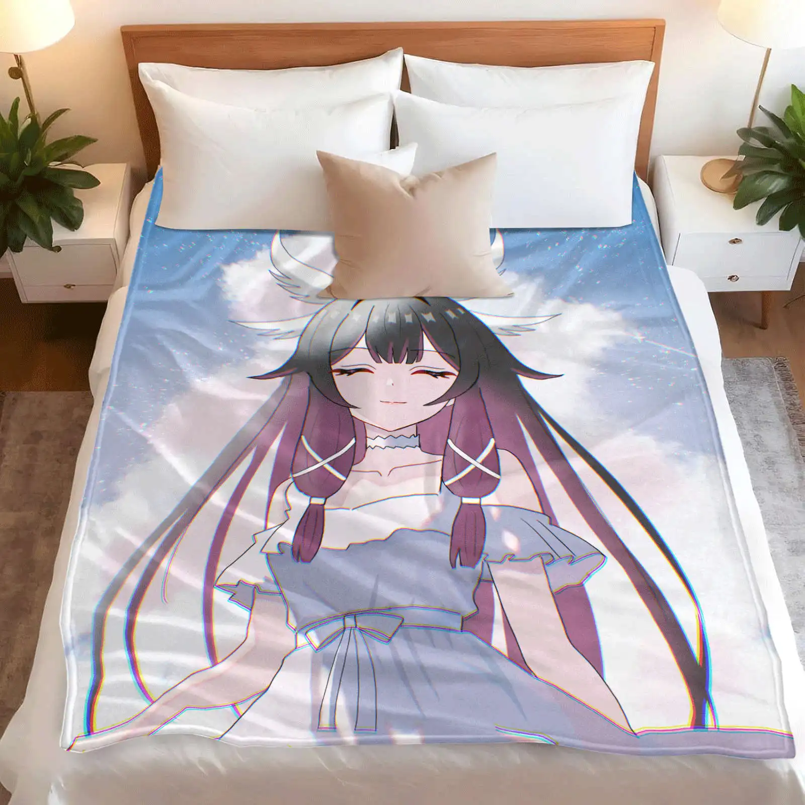 Genshin Impact Columbia Anime Blanket Flannel Vintage Warm Throw Blankets for Chair Covering Sofa Decoration
