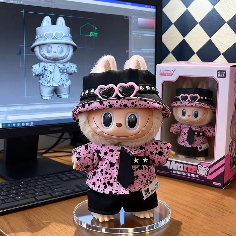 

2025 for Labubu GD G-Dragon's Style Clothes Cool Vinyl Doll 17cm V1 V3 DIY Clothes Accessories Toys Gifts Decoration Pendant Set