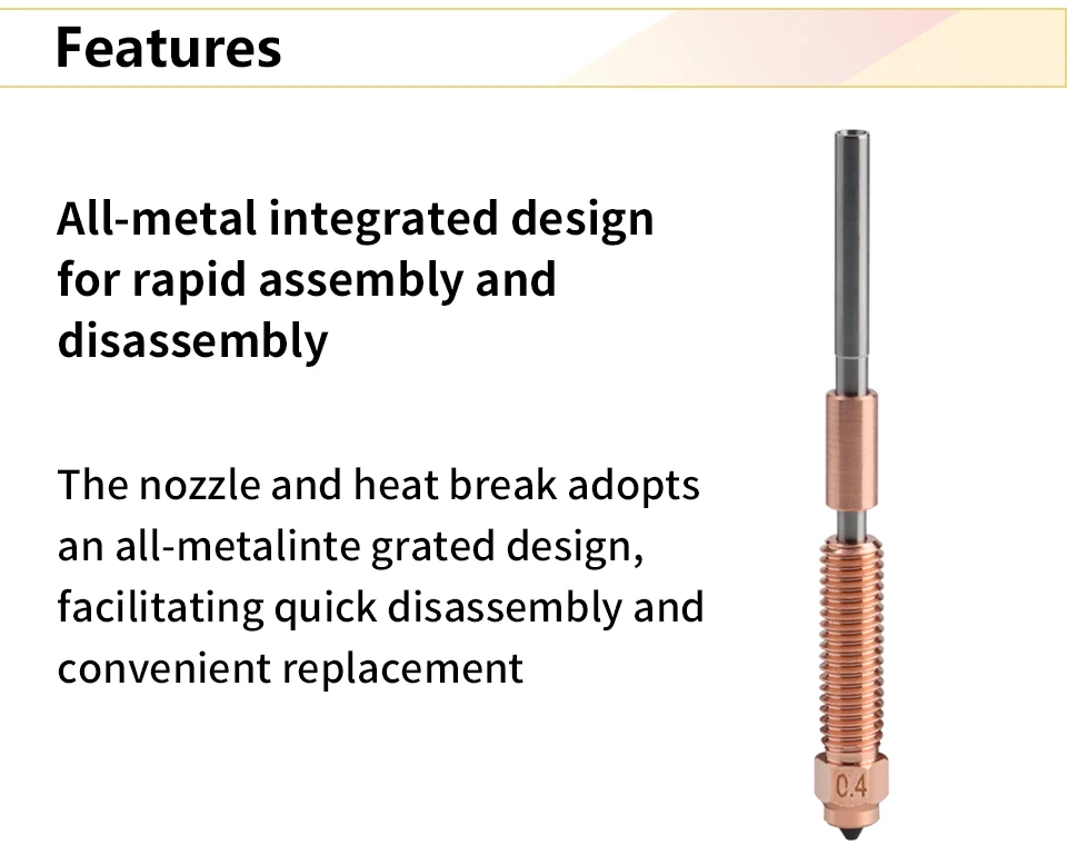 Trianglelab Gehärteter Stahl K1C Düsen-Kit Schnellwechsel für K1C Ender-3 V3 Schnelle Installation High-Flow-Druck Upgrade – Detail 3