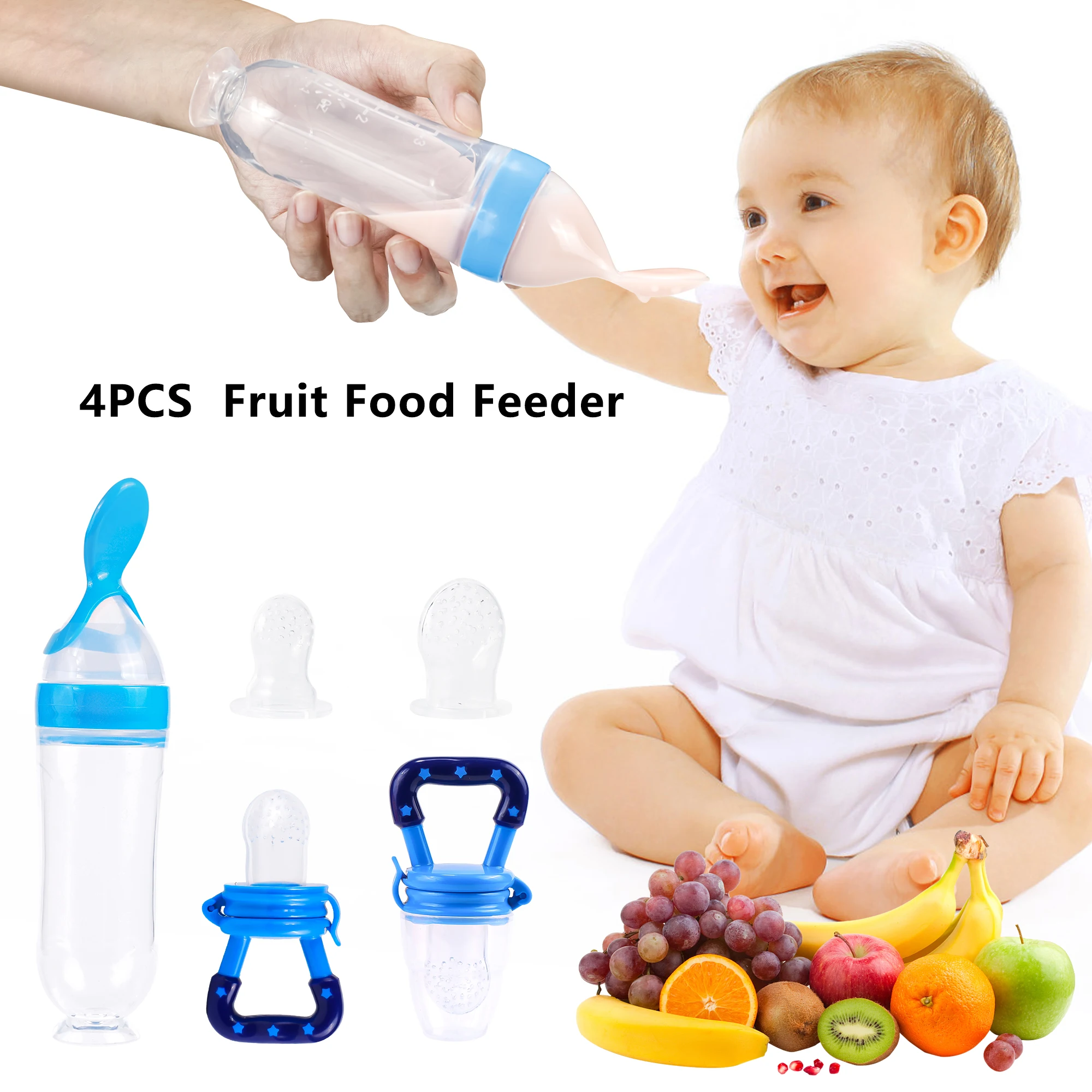 

Squeezing Feeding Bottle Cup Silicone Newborn Baby Pacifier Training Rice Spoon Infant Cereal Food Supplement Feeder Tableware