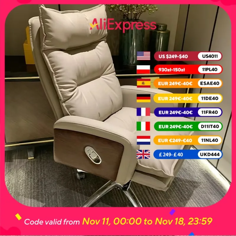

Comfy Armrest Wheels Office Chair Headrest Beige Swivel Conference Gaming Chairs Design Relaxing Poltrona Office Furniture
