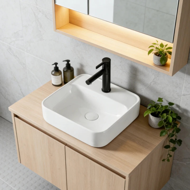 

European Single Hole Ceramic Above Counter Wash Basin Modern Simple Bathroom Balcony Countertop Washing Sink