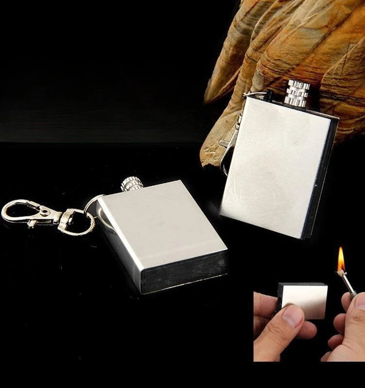 

Outdoor Keychain Lighter Windproof and Waterproof Creative Ignition Camping Safety Multifunctional Stainless Steel Lighter