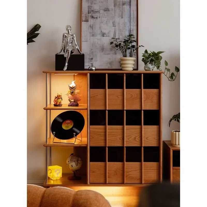 

Solid wood Mong Kok open side Solid wood wine Display Living room Cherry wood dining side