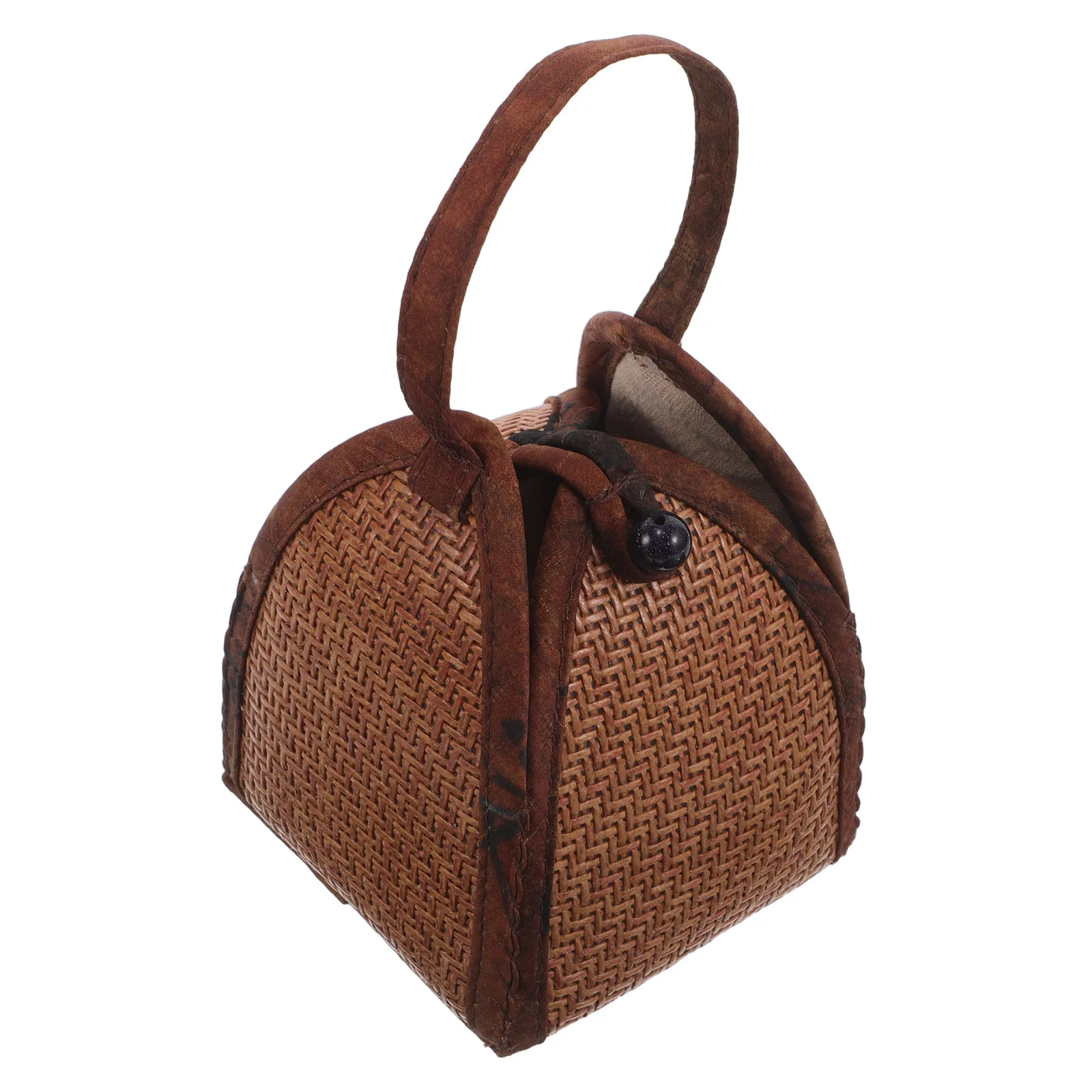 

Handmade Rattan Tea Cup Storage Bag Thick Fabric Portable Outdoor Organizer Travel Tea Set Holder for Adventures Picnics