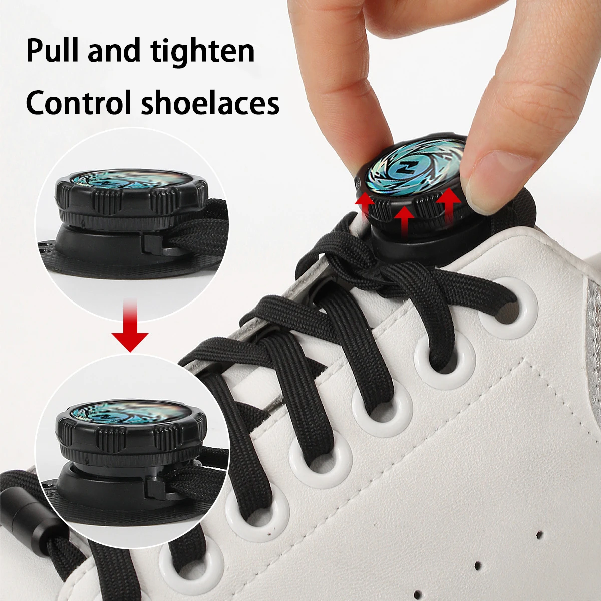 Flache, automatische Schnürsenkel ohne Binden, für Freizeitschuhe, mit drehbarer Schnalle, für Sneaker, Schnürsenkel ohne Binden, Schuhzubehör. – Detail 3