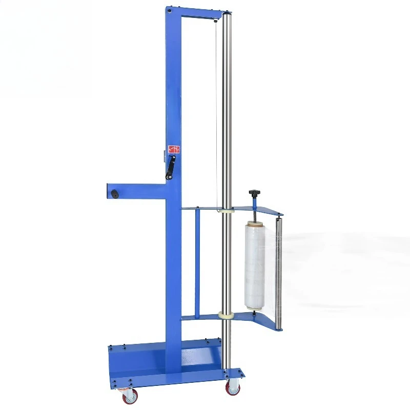 Semi-automatic Stretch Film Wrapping Machine New Design Easy to Operate Mobile Vertical Pallet Wrapper Manual Lldpe Dispenser