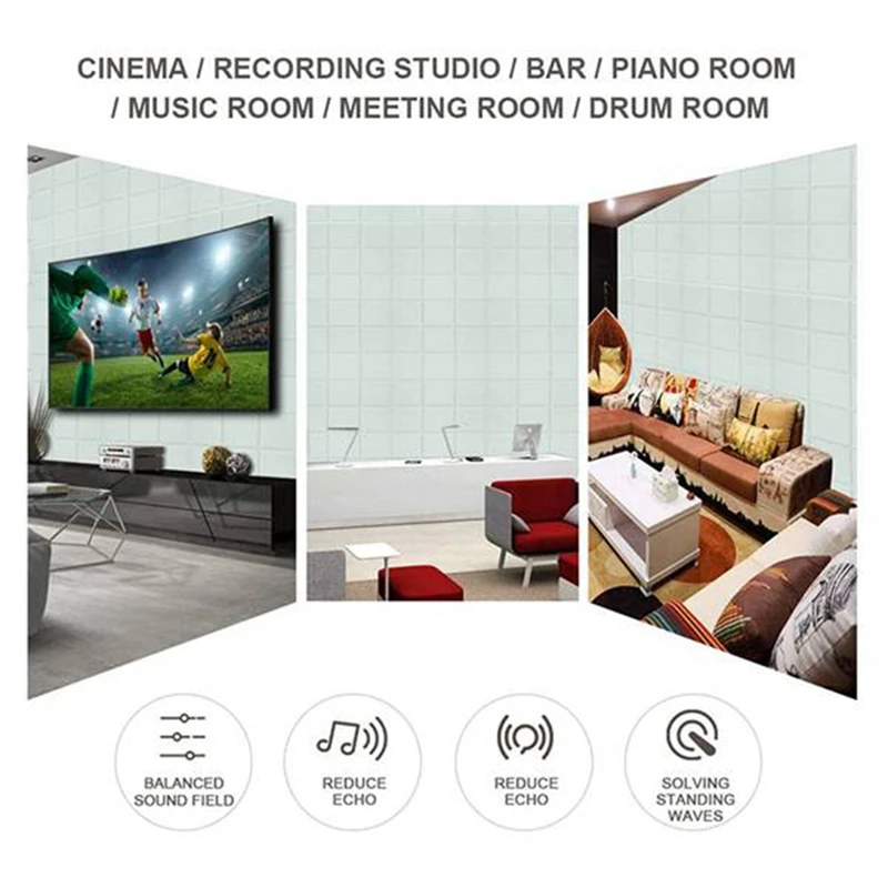 12Pcs Self-Adhesive Acoustic Panels Decor Tiles,Sound Panels 9 Mesh Pin Boards,Acoustic Treatment For Studio