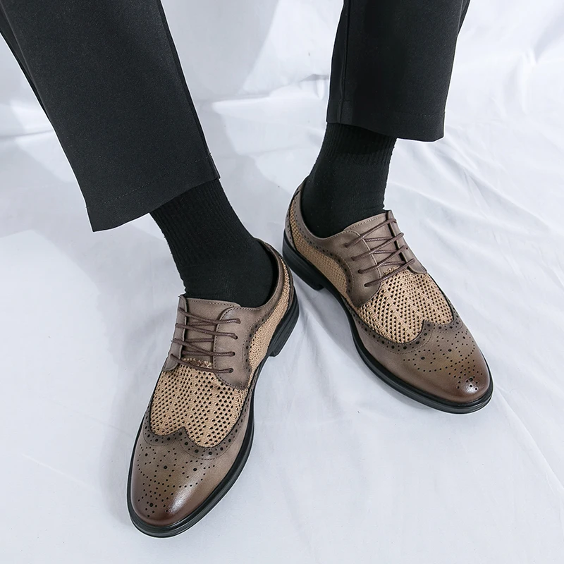 New Fashion Summer Shoes Men Casual Shoes Mesh outdoor Breathable Slip-on Flats Men Business Derby Office Shoes Driving Shoes