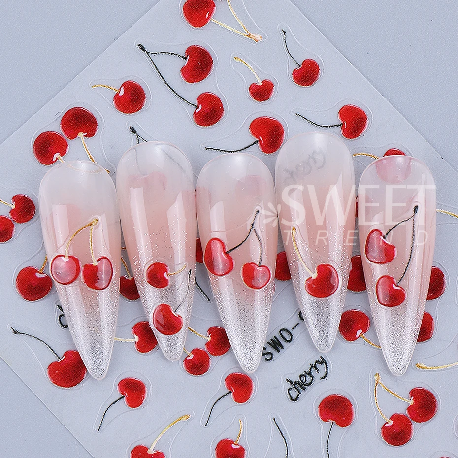 2pcs Red Cherry Nail Stickers  - огляд і ціна Nail Art