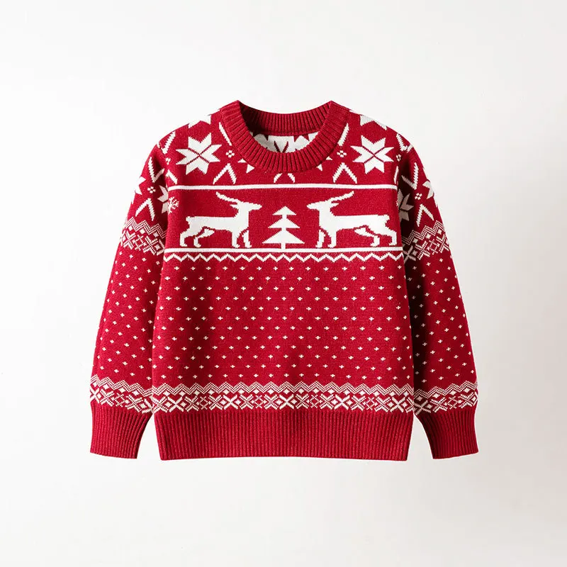Factory direct sales 2023 new European, American autumn and winter children's base sweater boys and girls baby deer Christmas k