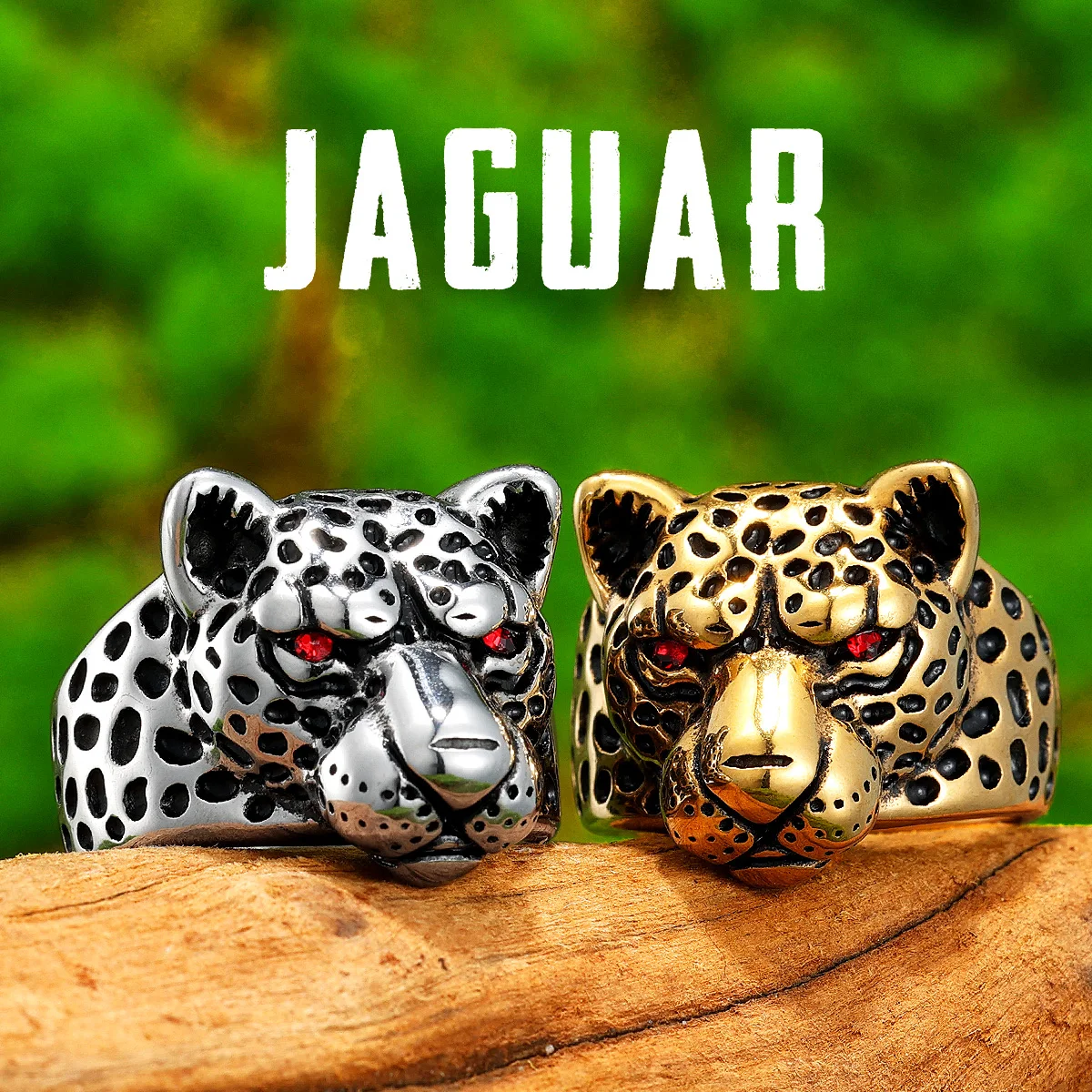 Leopard Gems Eye Animal Men Rings Stainless Steel Women Jewelry Punk Rock Cool Stuff Desinger Fashion Accessories Gift Wholesale