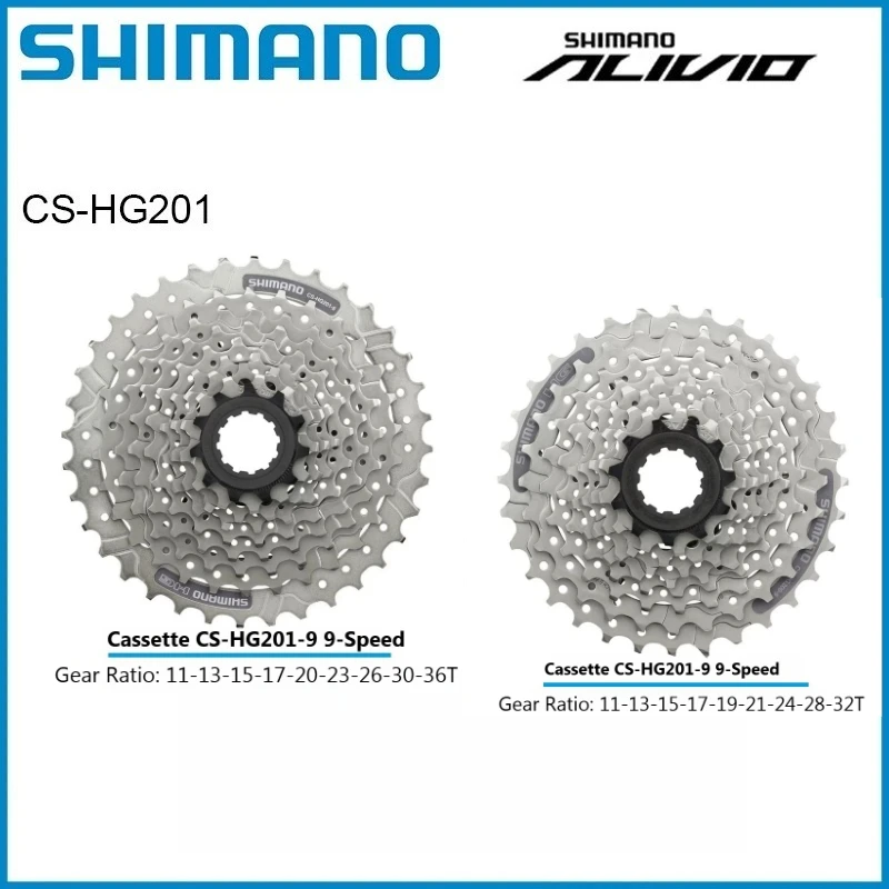 

SHIMANO HG201 Кассета 9-скоростной горный велосипед CS-HG201-9 Кассета Маховик 11-32T 34T 36T