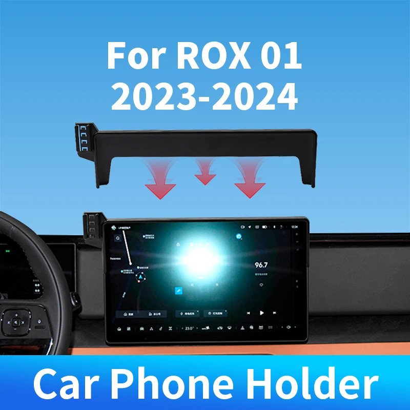 

For ROX 01 2023-2024 15.7 Inch Car Phone Holder Screen Wireless Charger 360 Rotation Gravity For Car Auto Interior Accessories
