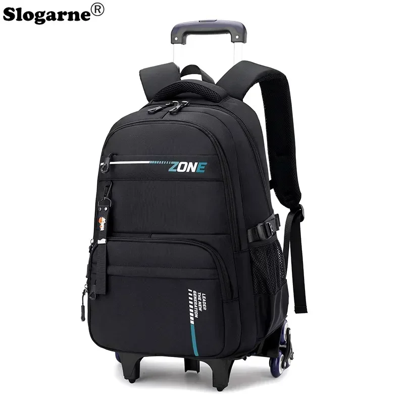 

Student Schoolbag with Wheels Men Large Capacity Backpack Boy Junior High School Trolley Luggage Bookbags Rolling School Bags