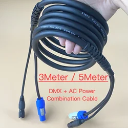 3-5Meter Audio DJ Dmx And AC Power Combination Cable 3Pin XLR Connector 3x2.5mmÂē Powercon Power Wire Stage Lighting Split Cables