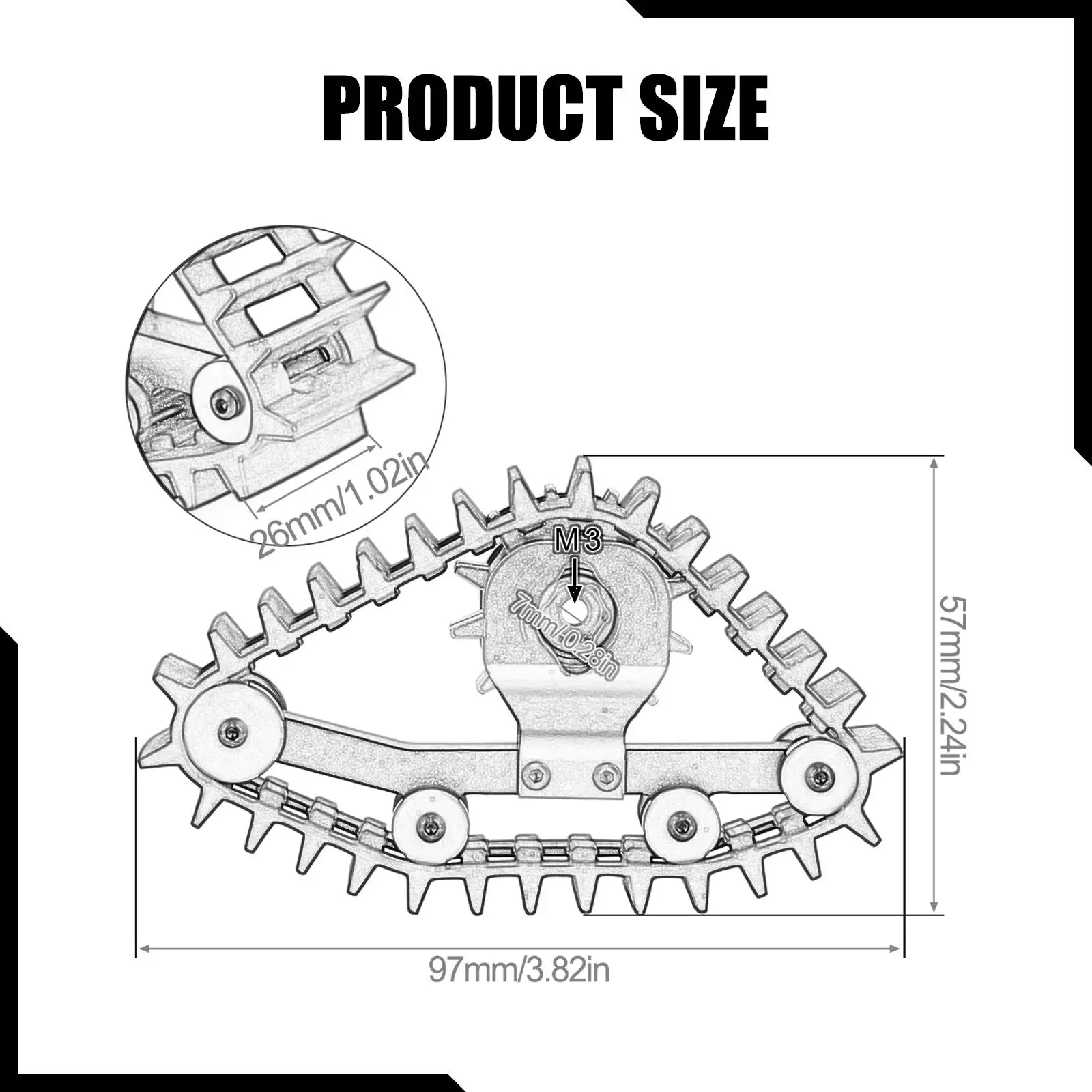4 قطع عجلات المسار استبدال إطارات الثلج قسط محاكاة خفيفة الوزن ترقية الإطارات مجموعة لسيارة الزاحف RC 1/18 #6