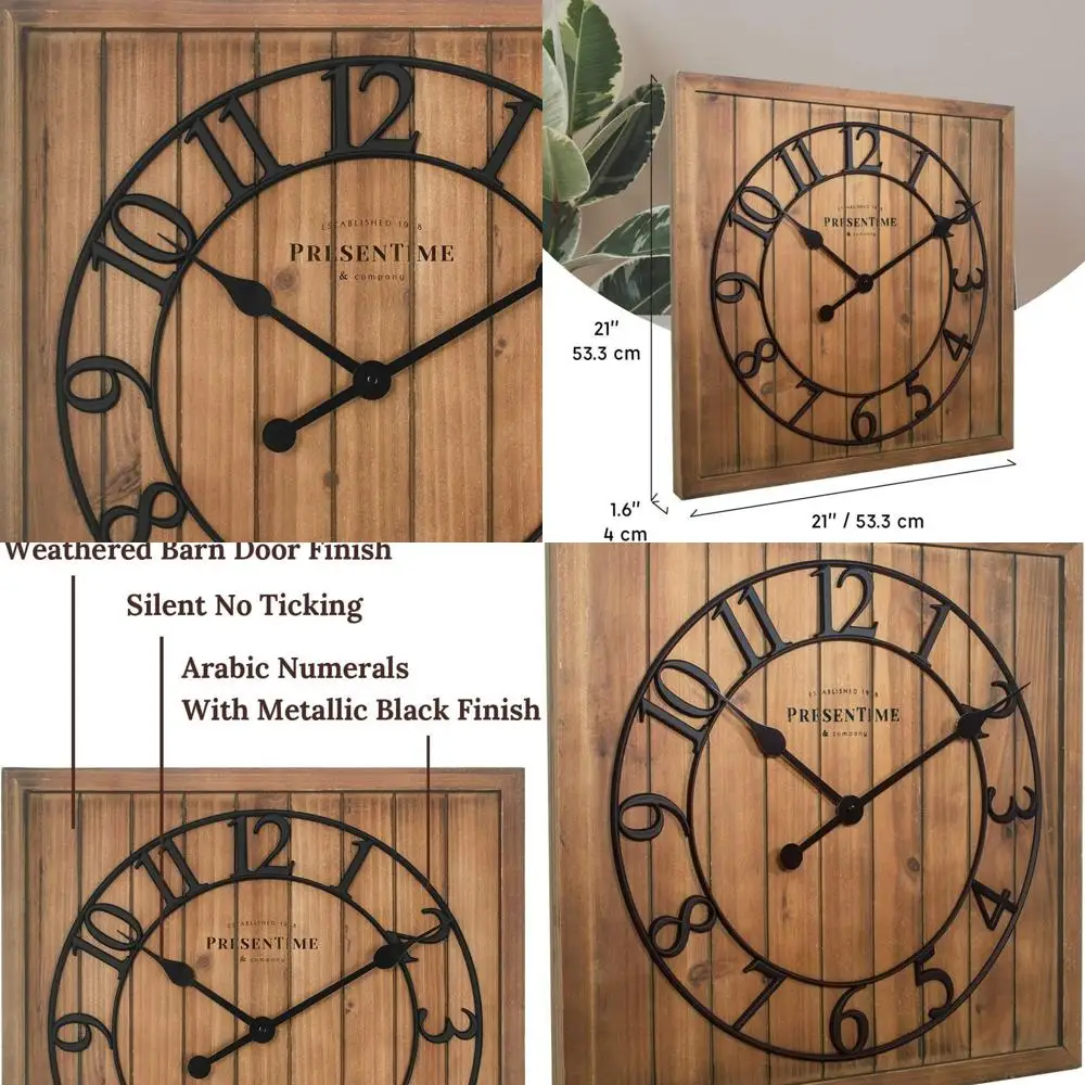 

Настенные часы в стиле фермерского дома из ели с арабскими цифрами – декор для гостиной, столовой и прихожей