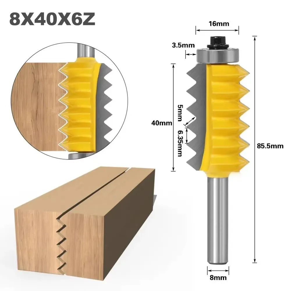 1PC 8MM Shank Milling Cutter Wood Carving Finger Joint Glue Milling Cutter Raised panel V joint Router Bit for Woodwork Tenoning