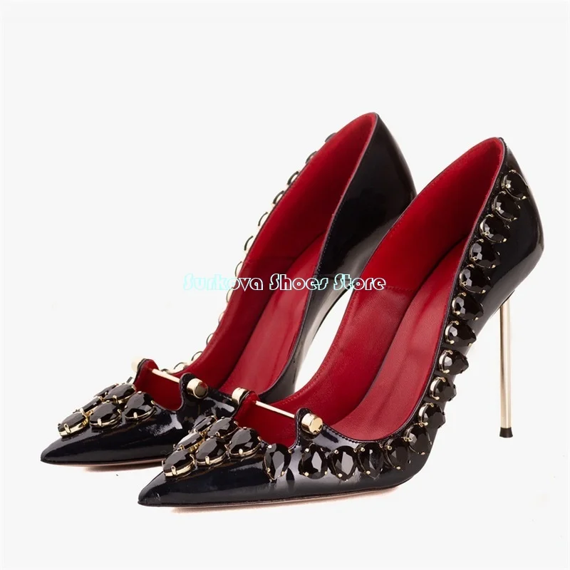 

Women’s Pointed Toe Rhinstone Pumps High Heeled Wedding Dress Shoes Classic Office Special Dressy Party Crystal Pumps Shoes