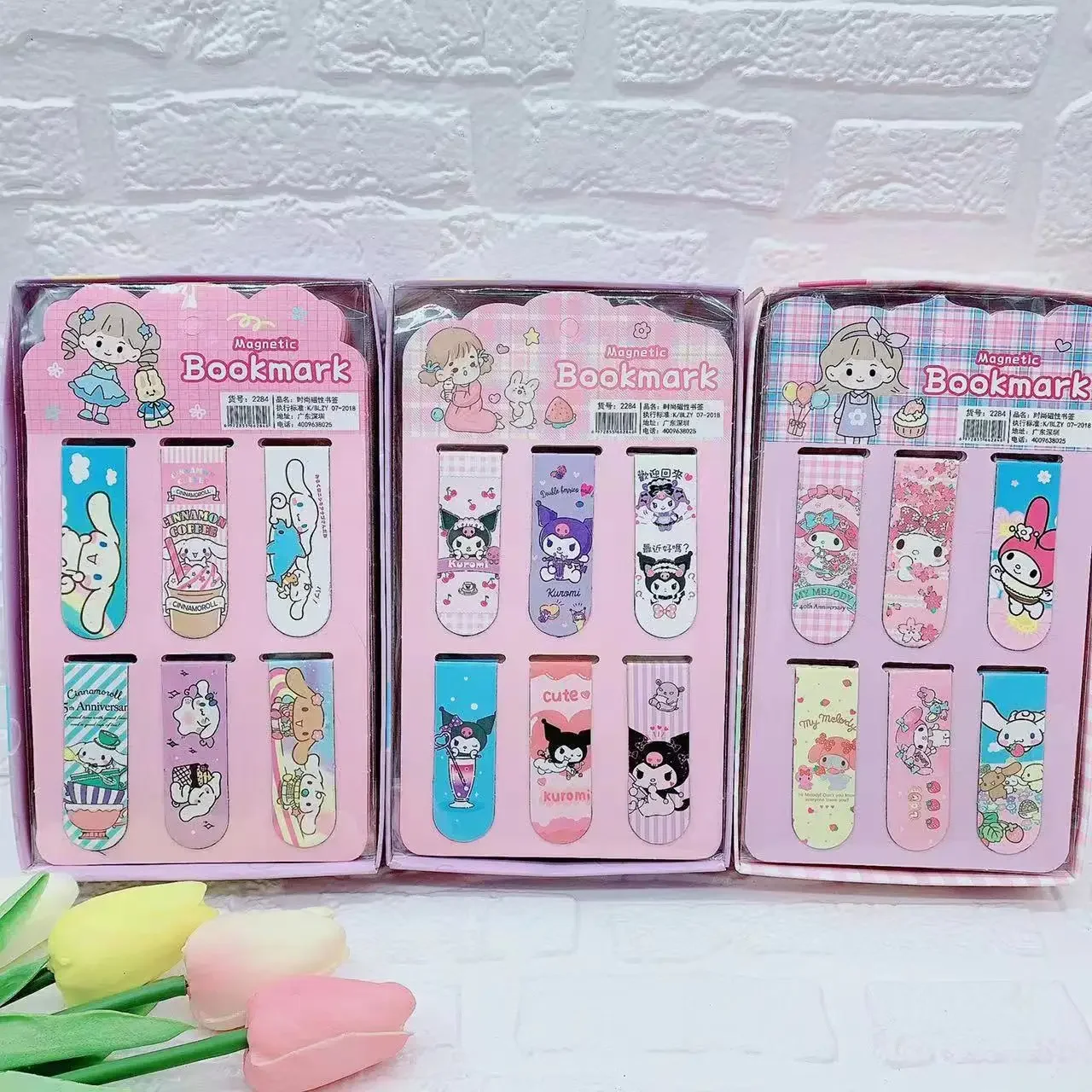 New Sanrio Cinnamoroll Mymelody Kuromi Magnetic Bookmarks Magnet Page Markers Assorted Book Markers Set For Students Reading