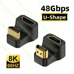 HDMI-Compatible 2.1 8K@60Hz Converter U-Shape Male To Female Adapter For Monitor Display Laptop PS4/3 PC TV Projector Extender